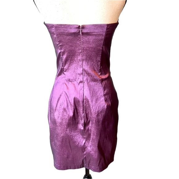 JESSICA MCCLINTOCK For Gunne Sax Strapless Metallic Purple Sequin Dress - Picture 7 of 7